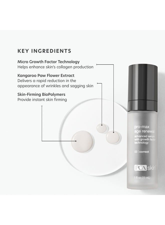 PCA SKIN Pro Max Age Renewal Anti Aging Serum, Anti Aging Face Serum for Reducing Wrinkles and Sagging Skin, Helps Lift and Firm Skin on Face and Neck, Safe For All Skin Types, 1.0 oz Pump Bottle - Image 3