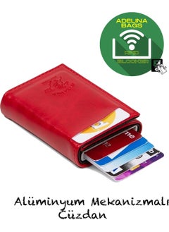 Adelina Bags Red Aluminum Mechanism Sliding Card Holder Wallet Accessory  - Image 1
