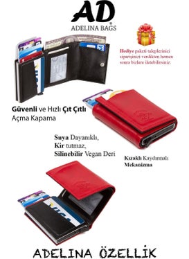 Adelina Bags Red Aluminum Mechanism Sliding Card Holder Wallet Accessory  - Image 2