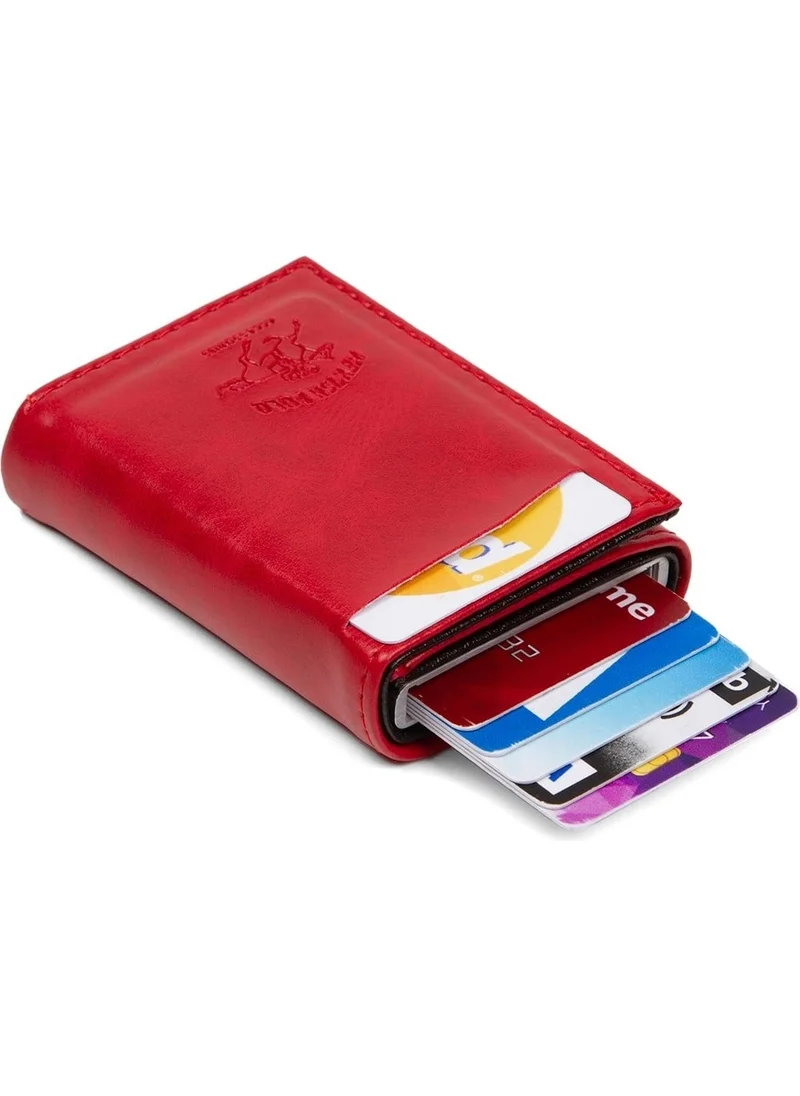 Adelina Bags Red Aluminum Mechanism Sliding Card Holder Wallet Accessory