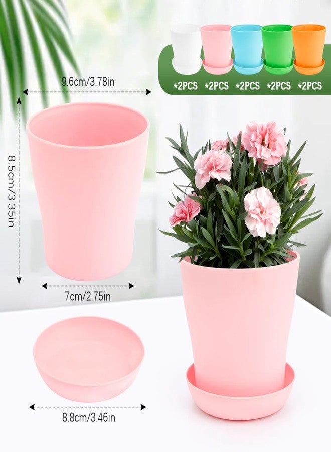 OALCQ 4 inch Plant Pots with Drainage 10 Pcs Small flower Pots for Indoor Plants Pots Succulent Pots Small Plant Pots Planters for Indoor Plants Nursery Pots Plastic Pots for Plants Herb Planter 5 colors - Image 2