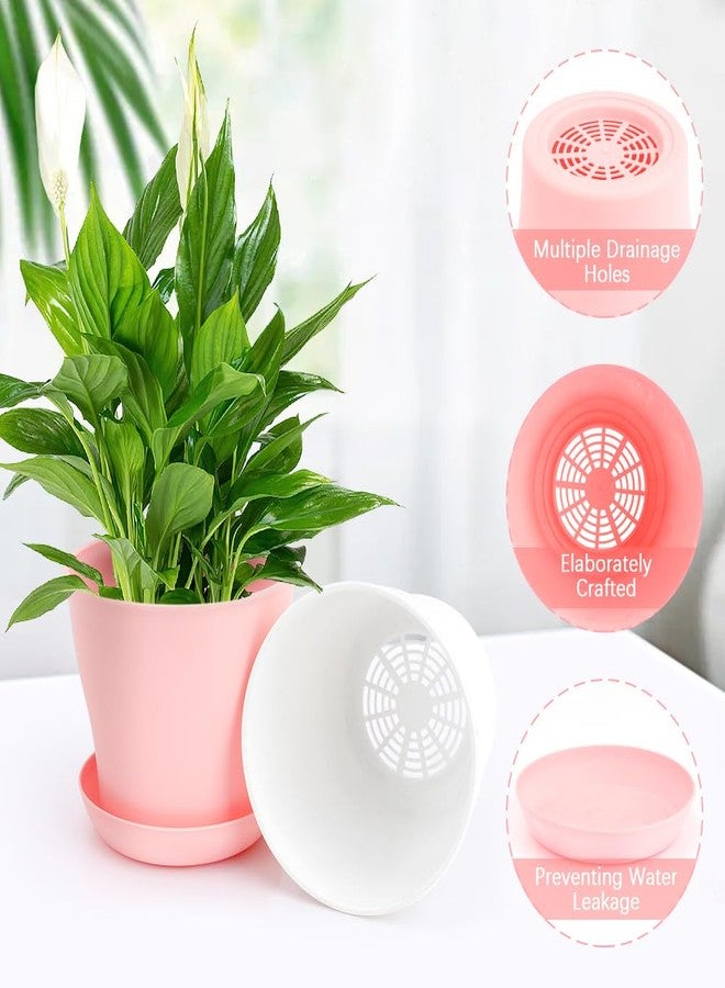 OALCQ 4 inch Plant Pots with Drainage 10 Pcs Small flower Pots for Indoor Plants Pots Succulent Pots Small Plant Pots Planters for Indoor Plants Nursery Pots Plastic Pots for Plants Herb Planter 5 colors - Image 3
