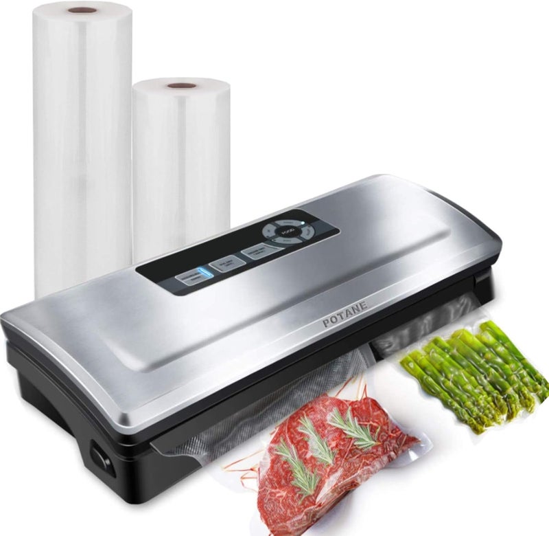 Potane Precision Vacuum Sealer Machine, Powerful Pro Vacuum Food Sealer, 8-in-1 Easy Presets, 4 Food Modes, Dry&Moist&Soft&Delicate with Starter Kit, Compact Design(Silver) - Image 1