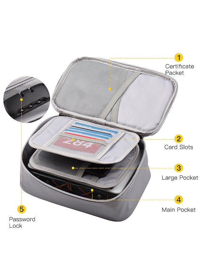 Generic Fireproof File Document Bag Safety Organizer with 3-Digit Lock Closure Fire & Water Resistant Money Pouch Multi-Layer Card Case for Home Office Travel Passport Certificates  - Image 4