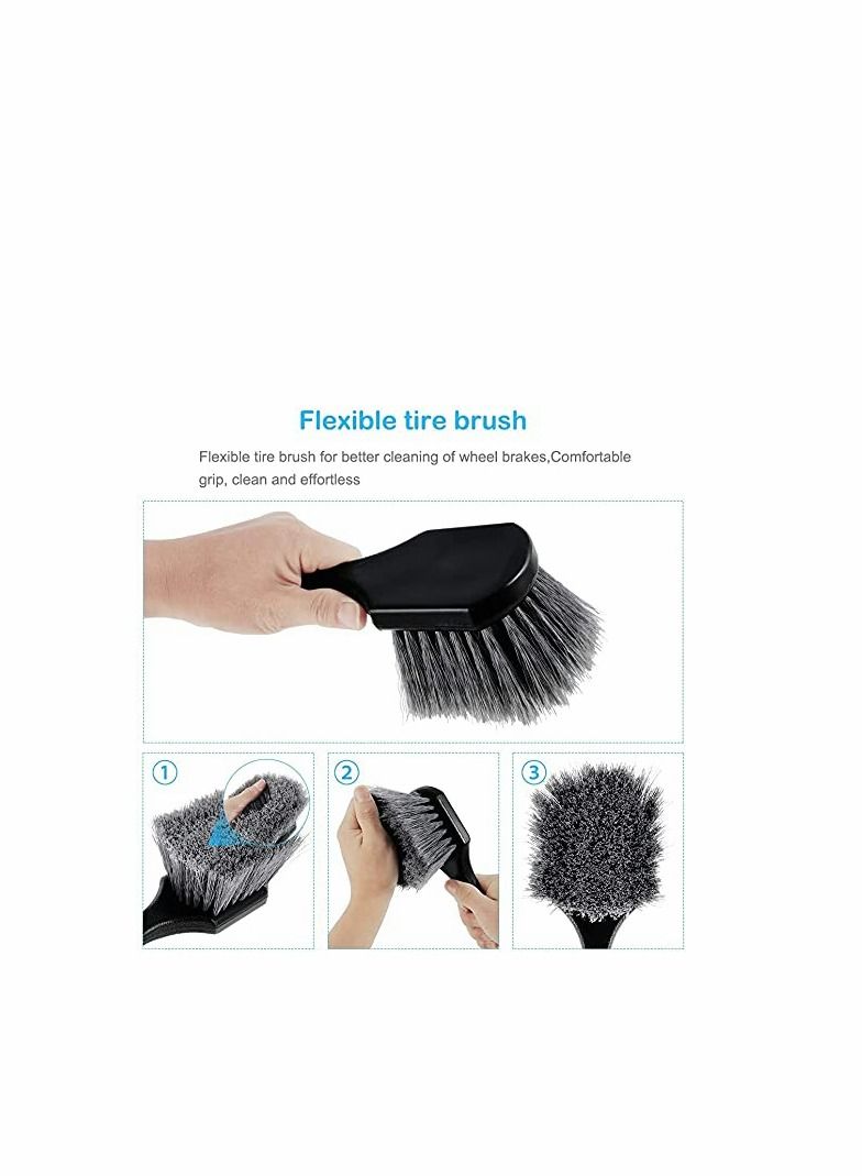 KASTWAVE 9pcs Car Wheel Brush Set Detailing Tire 17Inch Long Soft 5 Brushes with Automotive Air Conditioner Kit for Cleaning - Image 5