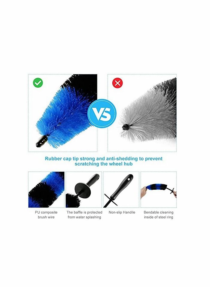 KASTWAVE 9pcs Car Wheel Brush Set Detailing Tire 17Inch Long Soft 5 Brushes with Automotive Air Conditioner Kit for Cleaning - Image 4