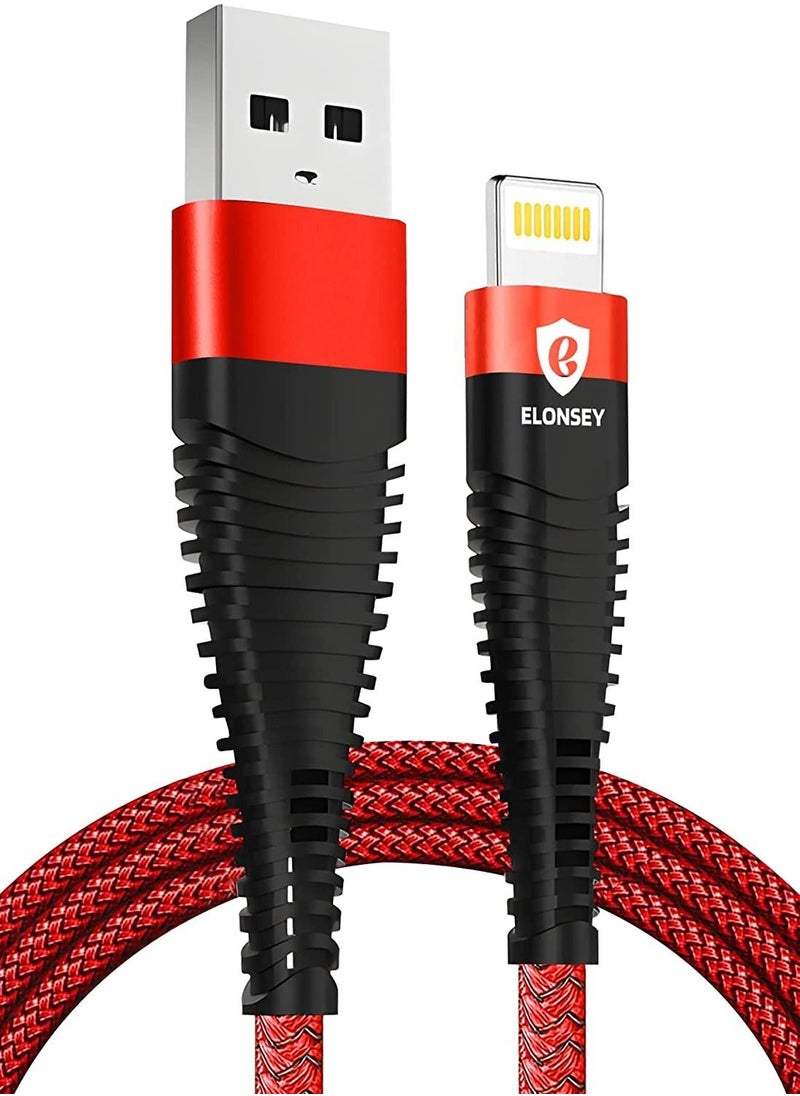 ELONSEY 1m iPhone Charging Cable USB to Lighting Cord PD Charging Compatible with iPhone 14 Pro Max/14/13 Pro/13 Pro Max, 12 Pro/Max/X, iPad Pro - Red (USB A to IP 1M)