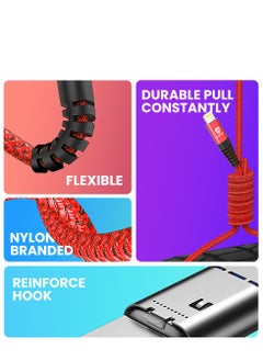 ELONSEY ELONSEY 1m iPhone Charging Cable USB to Lighting Cord PD Charging Compatible with iPhone 14 Pro Max/14/13 Pro/13 Pro Max, 12 Pro/Max/X, iPad Pro - Red (USB A to IP 1M)  - Image 4