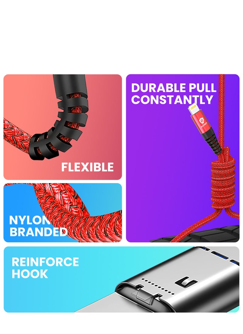 ELONSEY 1m iPhone Charging Cable USB to Lighting Cord PD Charging Compatible with iPhone 14 Pro Max/14/13 Pro/13 Pro Max, 12 Pro/Max/X, iPad Pro - Red (USB A to IP 1M)