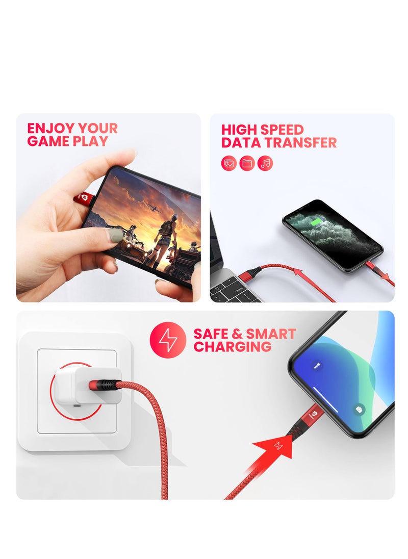 ELONSEY 1m iPhone Charging Cable USB to Lighting Cord PD Charging Compatible with iPhone 14 Pro Max/14/13 Pro/13 Pro Max, 12 Pro/Max/X, iPad Pro - Red (USB A to IP 1M)