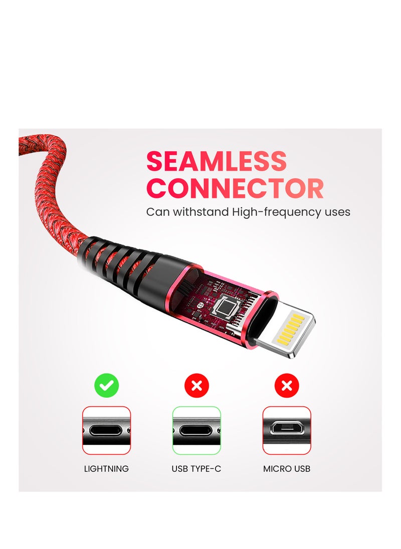 ELONSEY 1m iPhone Charging Cable USB to Lighting Cord PD Charging Compatible with iPhone 14 Pro Max/14/13 Pro/13 Pro Max, 12 Pro/Max/X, iPad Pro - Red (USB A to IP 1M)