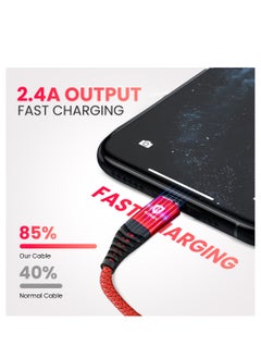 ELONSEY ELONSEY 1m iPhone Charging Cable USB to Lighting Cord PD Charging Compatible with iPhone 14 Pro Max/14/13 Pro/13 Pro Max, 12 Pro/Max/X, iPad Pro - Red (USB A to IP 1M)  - Image 2