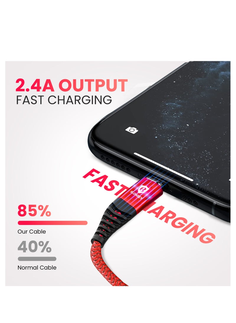 ELONSEY 1m iPhone Charging Cable USB to Lighting Cord PD Charging Compatible with iPhone 14 Pro Max/14/13 Pro/13 Pro Max, 12 Pro/Max/X, iPad Pro - Red (USB A to IP 1M)