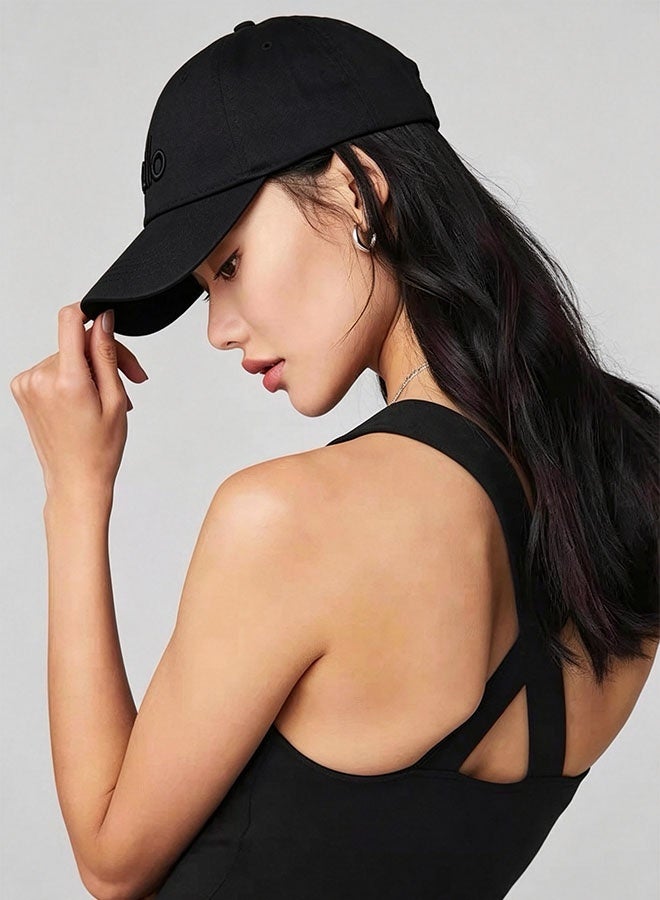 Alo Yoga Premium Unisex Adjustable Baseball Cap – Lightweight Breathable Casual Sports Hat for Men & Women, Minimal Streetwear Style, Curved Visor Black Cap - Image 3