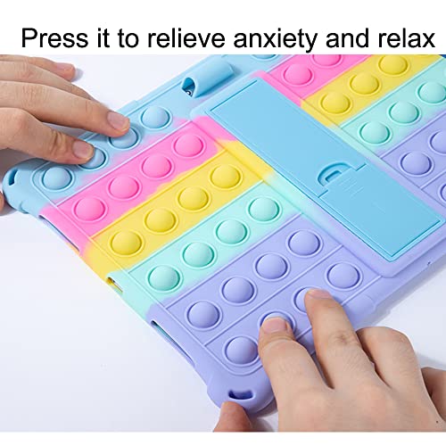 ALHBEJT Tablet Case for Galaxy Tab A7 10.4" 2021|SM-T500/T505/T507 Anti-Stress Silicone Case Cover with Stand Lanyard Pen for Samsung Tab A7 Pop Anxiety Relief Fidgets(Colorful Light Blue) - Image 5
