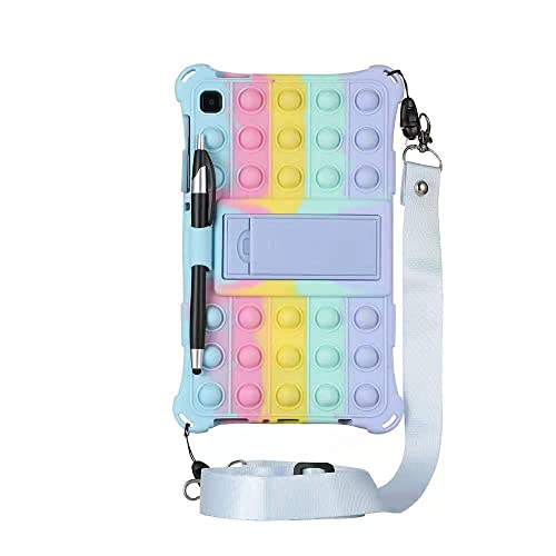 ALHBEJT Tablet Case for Galaxy Tab A7 10.4" 2021|SM-T500/T505/T507 Anti-Stress Silicone Case Cover with Stand Lanyard Pen for Samsung Tab A7 Pop Anxiety Relief Fidgets(Colorful Light Blue) - Image 2