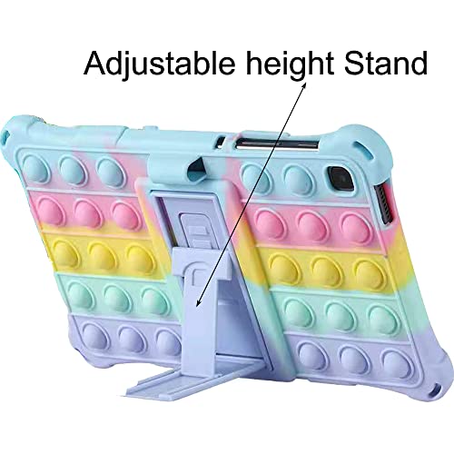 ALHBEJT Tablet Case for Galaxy Tab A7 10.4" 2021|SM-T500/T505/T507 Anti-Stress Silicone Case Cover with Stand Lanyard Pen for Samsung Tab A7 Pop Anxiety Relief Fidgets(Colorful Light Blue) - Image 3