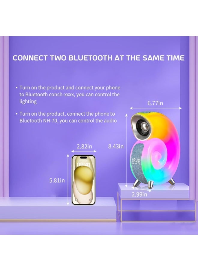Colorful Desk Lamp with Speakers, Atmosphere Conch Music Light with USB Charger, LED White Noise Alarm Clocks, Color-Changing Ambient Light for Living Room, Bedroom, and Gifts - Image 3