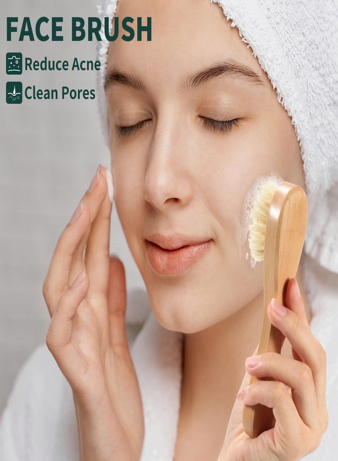 DEBETOOL Dry Brush Set for Body & Face - Dry Brushing Body Brush with Long Handle & 3 Replacement Heads (Soft/Medium/Firm) for Lymphatic Drainage Cellulite - Image 5