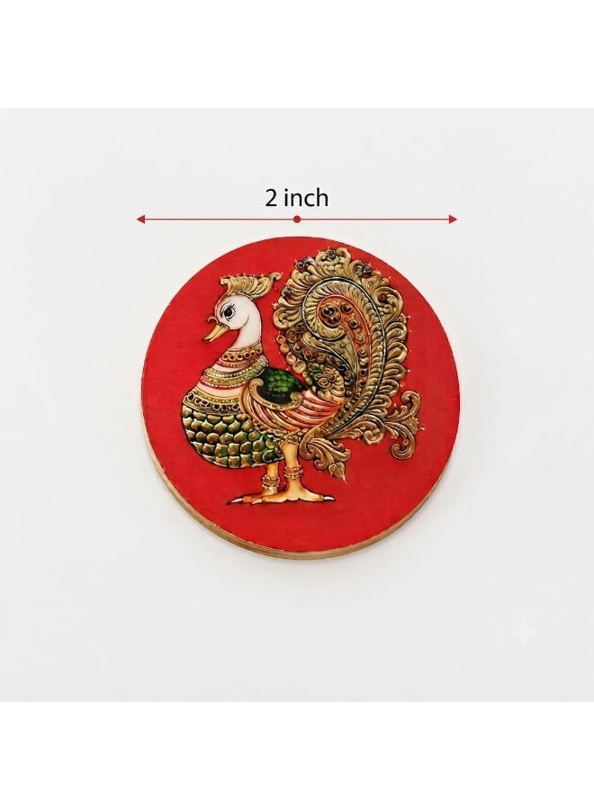 Pooja Thali Set with Peacock Diya & Kumkum Holder-3 Pieces - Image 3