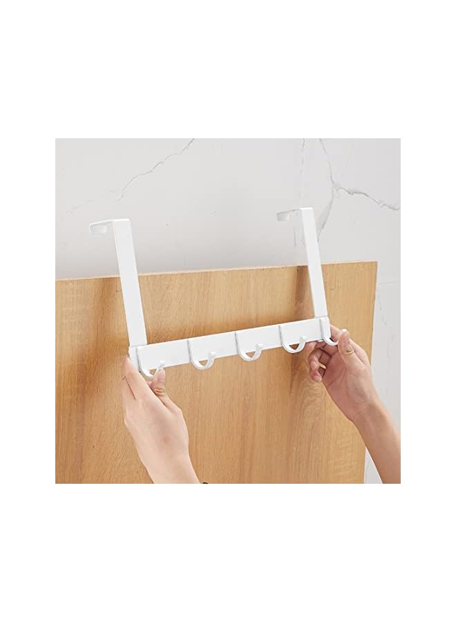 PROMASS promass Over The Door Hook Door Hanger with 5 Coat Hooks, Over The Door Towel Rack, Sturdy Over The Door Hanger Hook for Hanging Coat, Towel, Bag, Robe, Hat, Back of Bathroom (White)  - Image 4