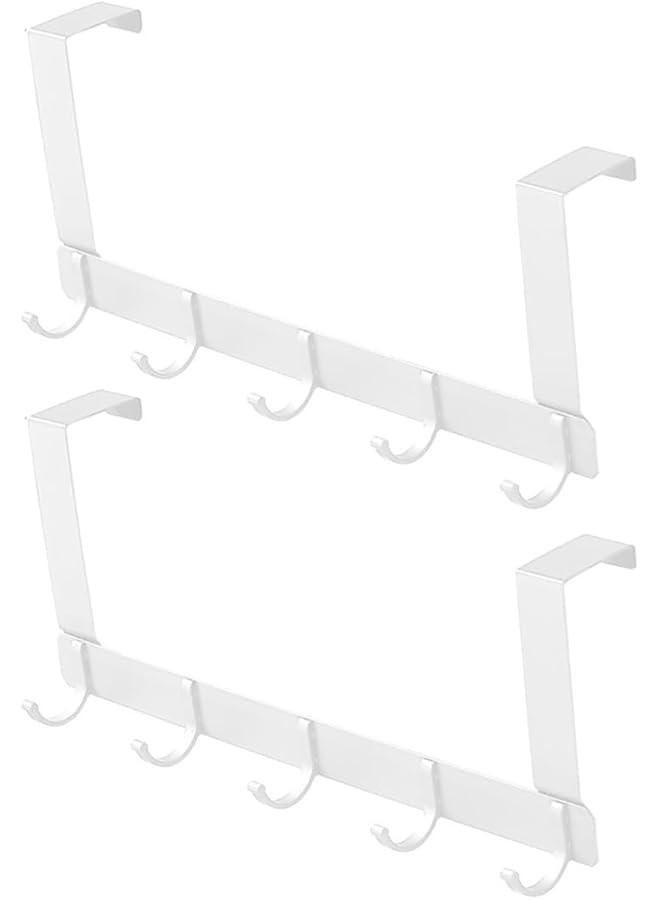 PROMASS promass Over The Door Hook Door Hanger with 5 Coat Hooks, Over The Door Towel Rack, Sturdy Over The Door Hanger Hook for Hanging Coat, Towel, Bag, Robe, Hat, Back of Bathroom (White)  - Image 1