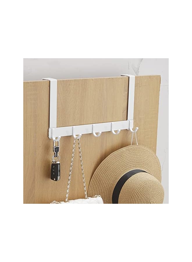 PROMASS promass Over The Door Hook Door Hanger with 5 Coat Hooks, Over The Door Towel Rack, Sturdy Over The Door Hanger Hook for Hanging Coat, Towel, Bag, Robe, Hat, Back of Bathroom (White)  - Image 5