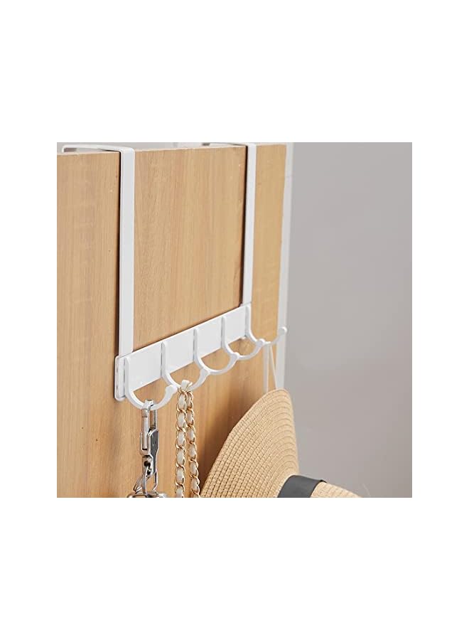 PROMASS promass Over The Door Hook Door Hanger with 5 Coat Hooks, Over The Door Towel Rack, Sturdy Over The Door Hanger Hook for Hanging Coat, Towel, Bag, Robe, Hat, Back of Bathroom (White)  - Image 3