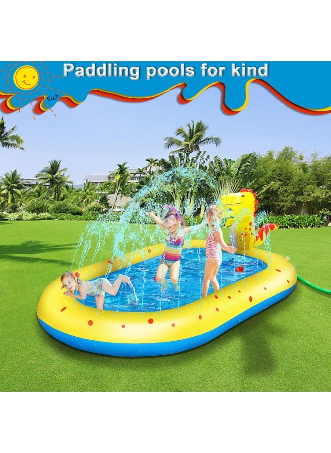 Jorunb Inflatable Sprinkler Pool for Kids, Cute Dinosaur Kiddie Pool, 3-in-1 Backyard Splash Pad Swimming Outdoor Water Toys for Toddlers  - Image 2