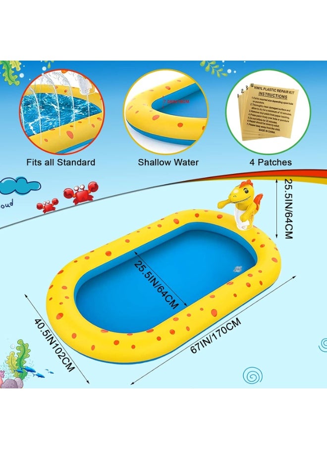 Jorunb Inflatable Sprinkler Pool for Kids, Cute Dinosaur Kiddie Pool, 3-in-1 Backyard Splash Pad Swimming Outdoor Water Toys for Toddlers  - Image 5