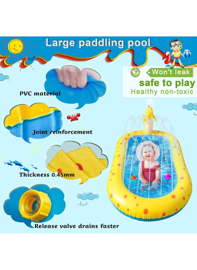 Jorunb Inflatable Sprinkler Pool for Kids, Cute Dinosaur Kiddie Pool, 3-in-1 Backyard Splash Pad Swimming Outdoor Water Toys for Toddlers  - Image 4