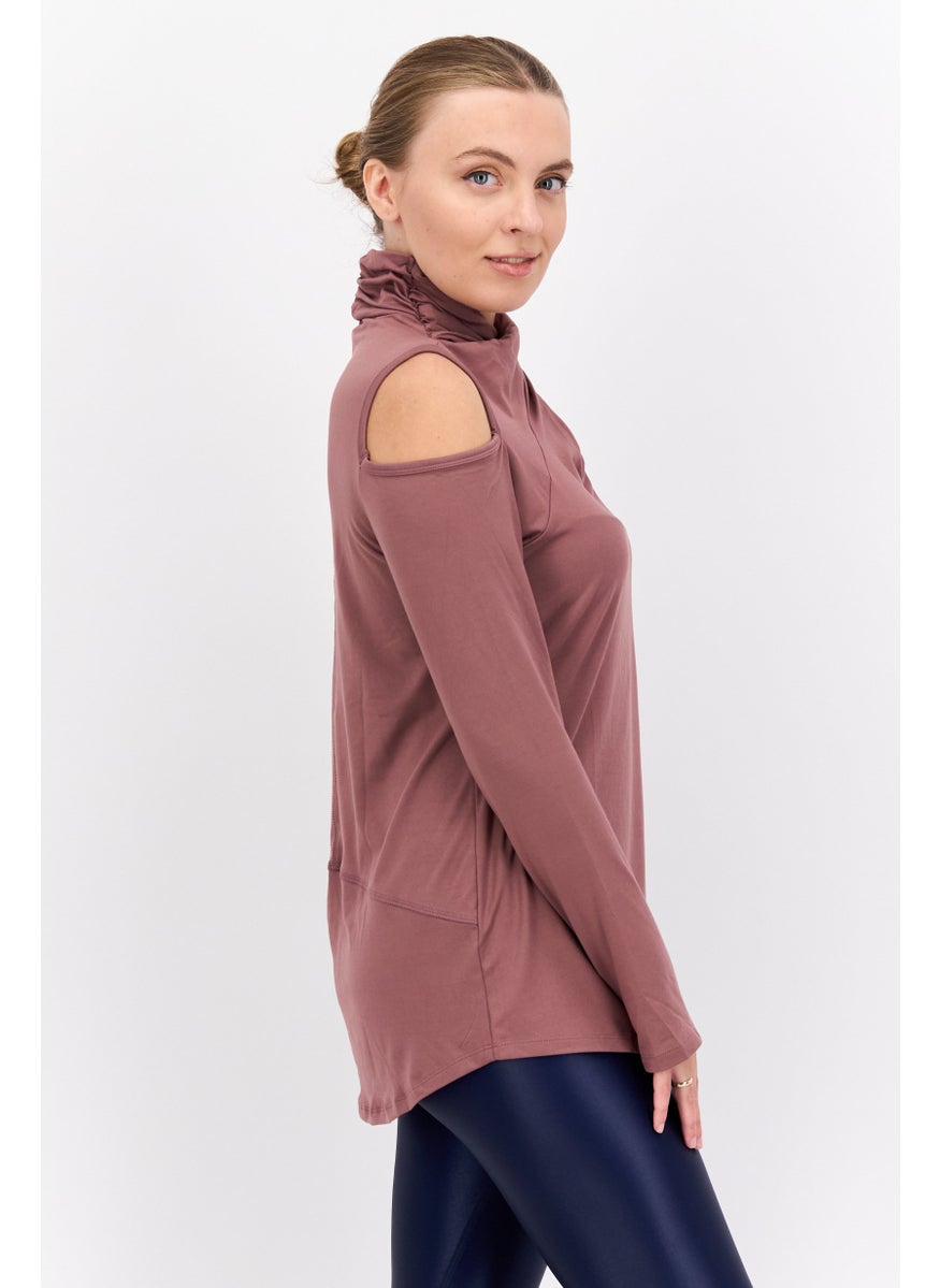 Tahari Sports - Women Sportswear Fit Long Sleeve Training Top, Mauve - Image 1