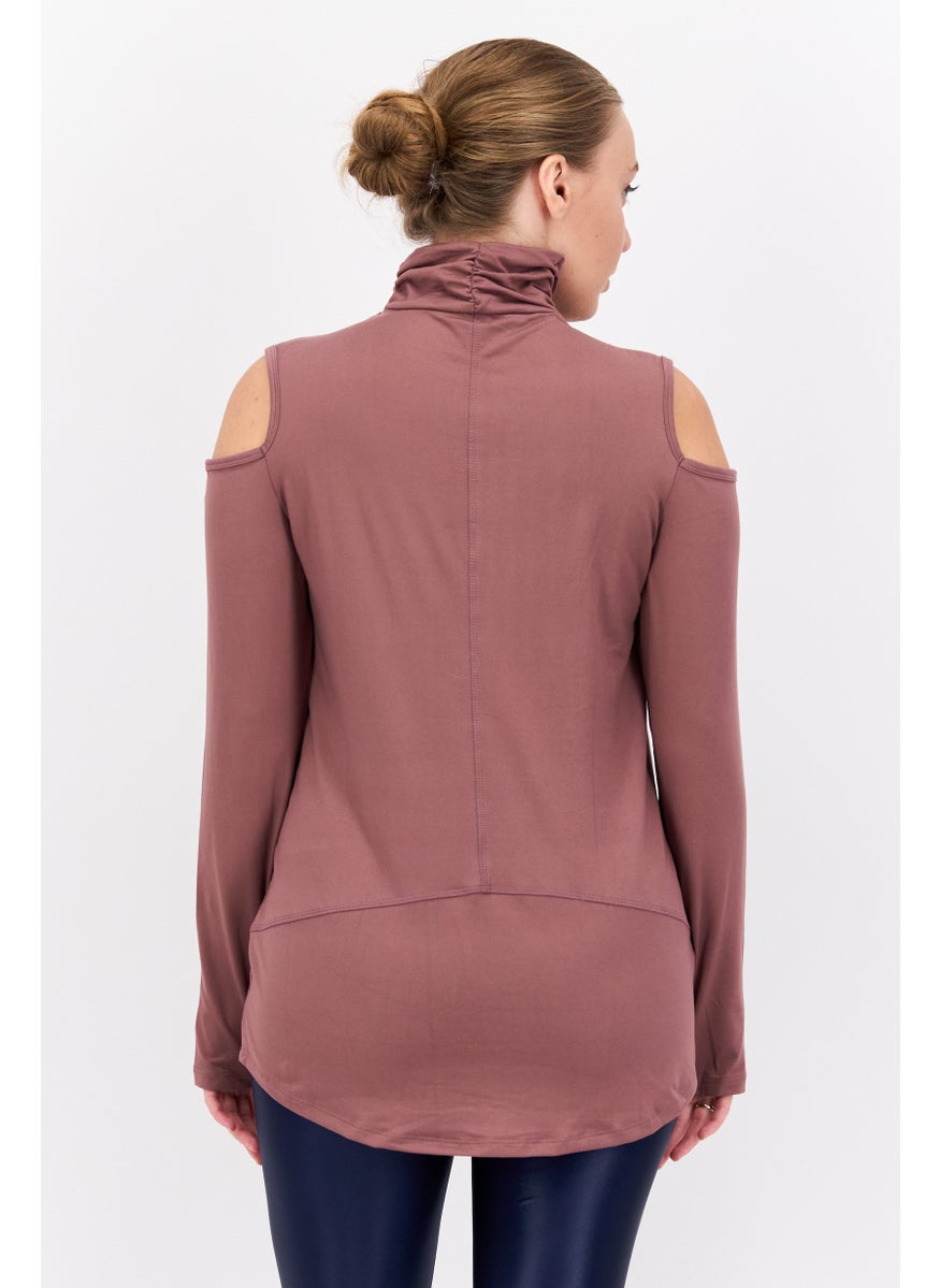 Tahari Sports - Women Sportswear Fit Long Sleeve Training Top, Mauve - Image 1