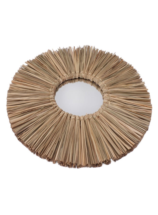 Woven Wall Mirror Decorative Hanging Round Seagrass Wall Mirror for Bedroom Living Room Home Decoration Original Color - Image 2