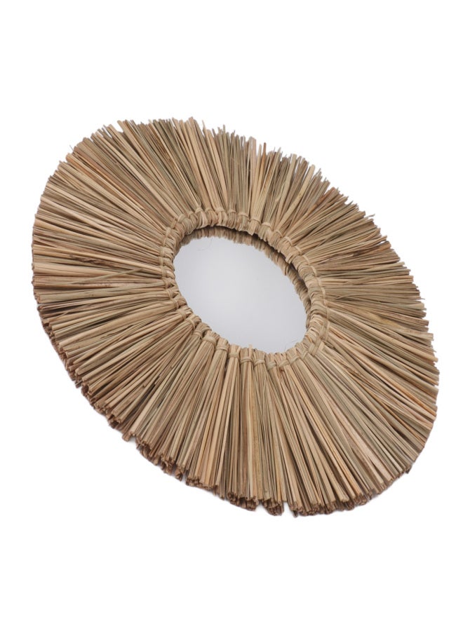 Woven Wall Mirror Decorative Hanging Round Seagrass Wall Mirror for Bedroom Living Room Home Decoration Original Color - Image 4