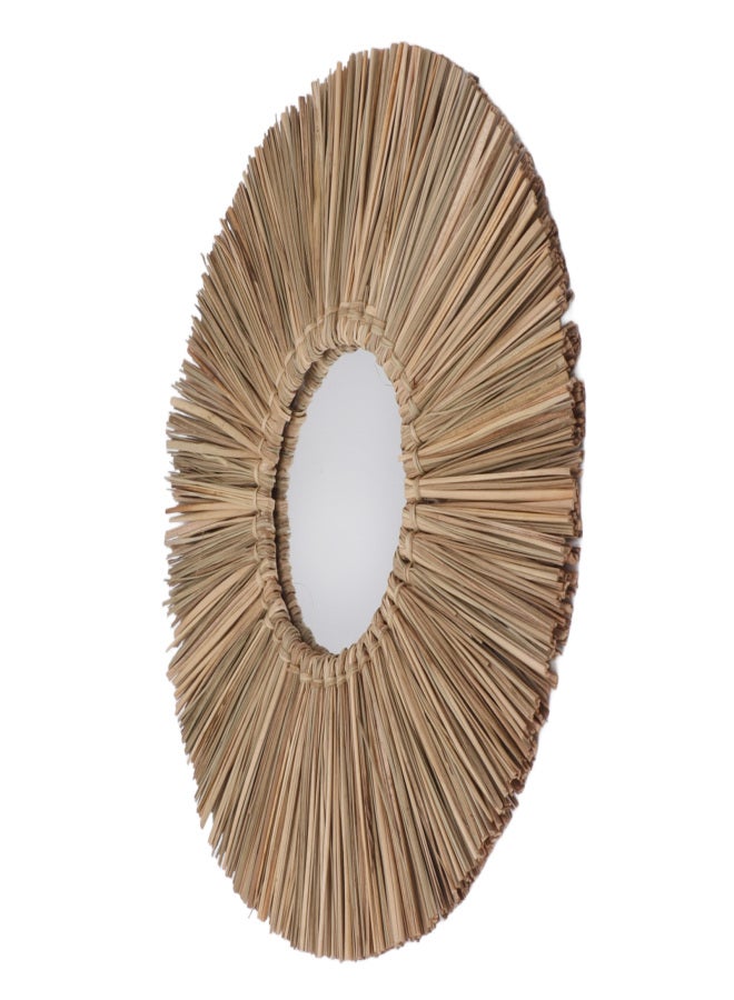 Woven Wall Mirror Decorative Hanging Round Seagrass Wall Mirror for Bedroom Living Room Home Decoration Original Color - Image 3