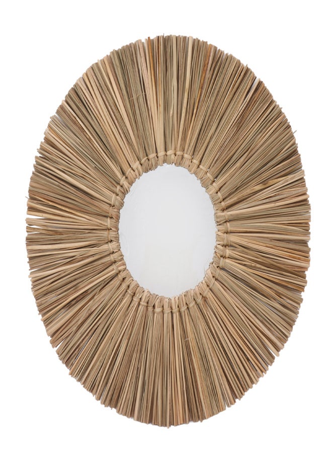 Woven Wall Mirror Decorative Hanging Round Seagrass Wall Mirror for Bedroom Living Room Home Decoration Original Color - Image 1