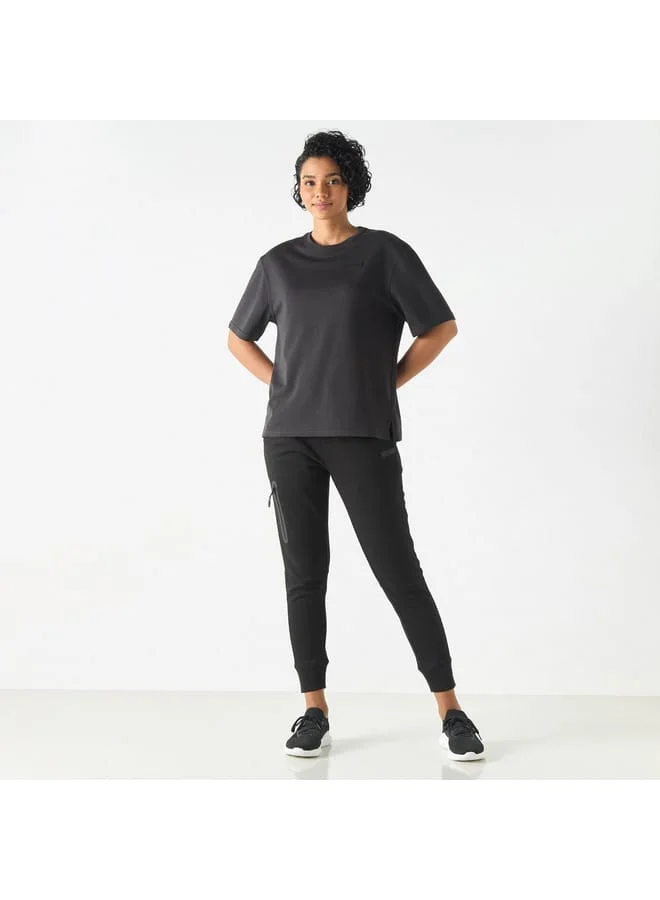 Kappa Kappa Tonal Text Detail T-shirt with Short Sleeves and Crew Neck