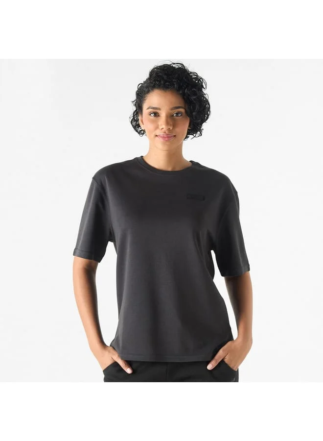 Kappa Kappa Tonal Text Detail T-shirt with Short Sleeves and Crew Neck