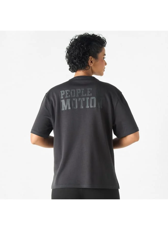 Kappa Kappa Tonal Text Detail T-shirt with Short Sleeves and Crew Neck