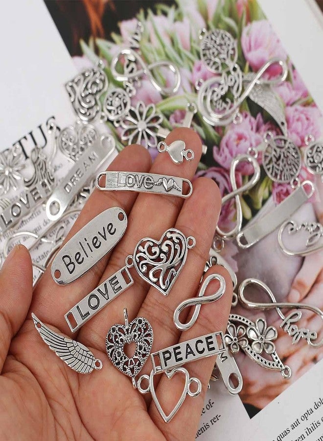HERZWILD 50pcs Infinity Sign Heart Jewellery Connector Metal Mixed Charms Pendant Set DIY Crafts (silver-lianjiediaozhui) - Image 2