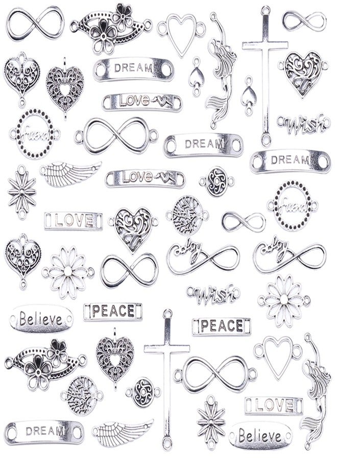 HERZWILD 50pcs Infinity Sign Heart Jewellery Connector Metal Mixed Charms Pendant Set DIY Crafts (silver-lianjiediaozhui) - Image 1