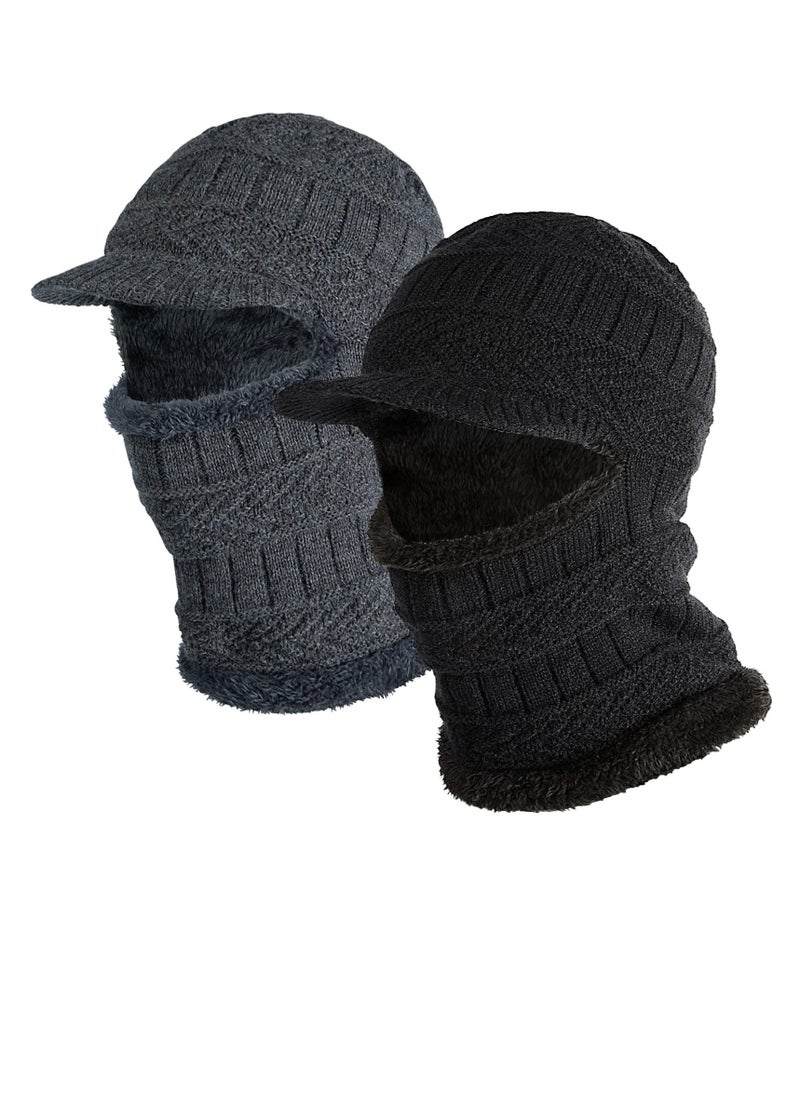 Generic 2Pcs Balaclava Mask Warm and Stylish Ski Face Mask for Cold Weather Knit Winter Hat Neck Gaiter and Ears Cover for Men and Women for Outdoor Running Sports Cycling Fishing Skiing - Image 1