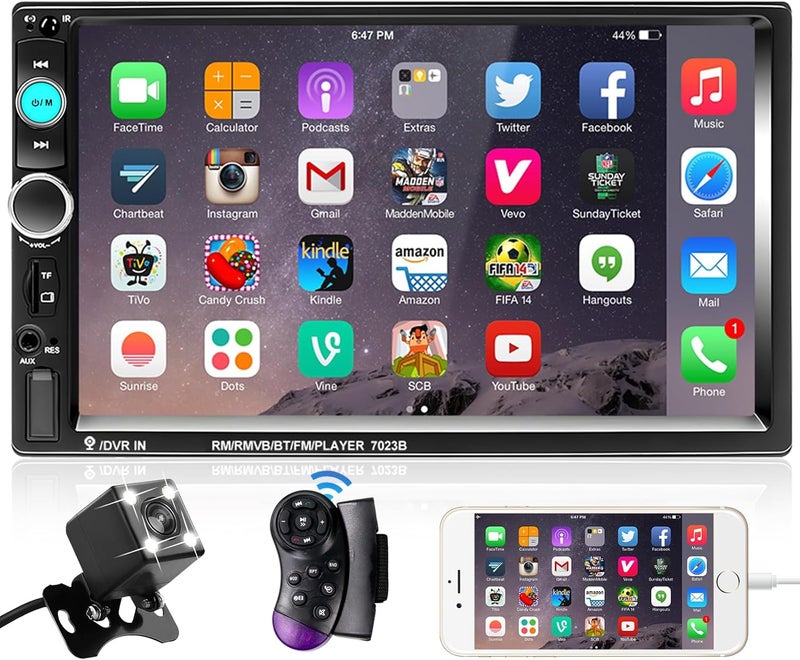 podofo Double Din Car Stereo with 7" Touchscreen - Image 1