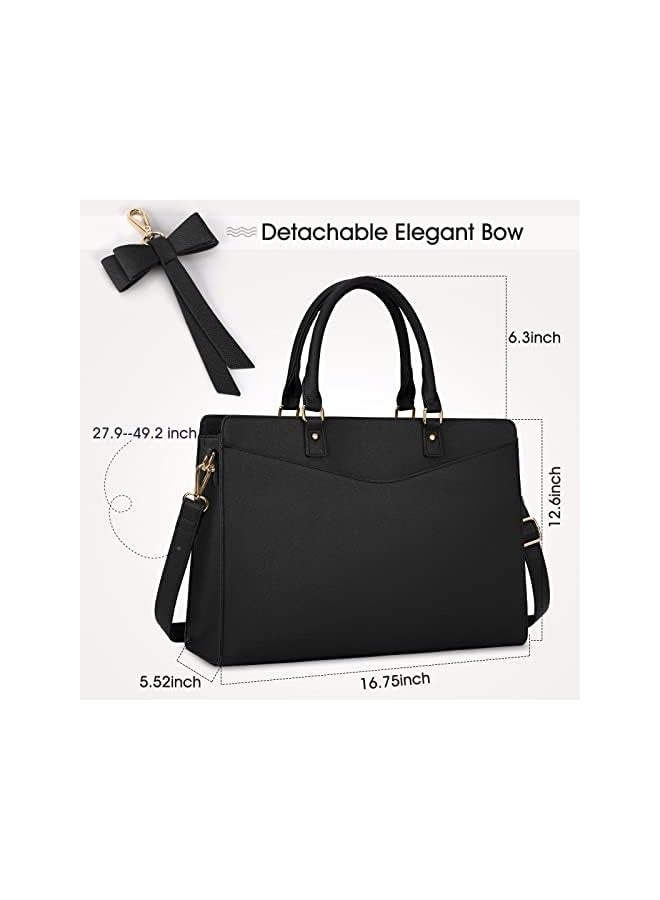 PROMASS Laptop Bag for Women 15.6 Inch Waterproof PU Leather Tote Bag Business Office Work Bag Briefcase Computer Tote Bag  - Image 2