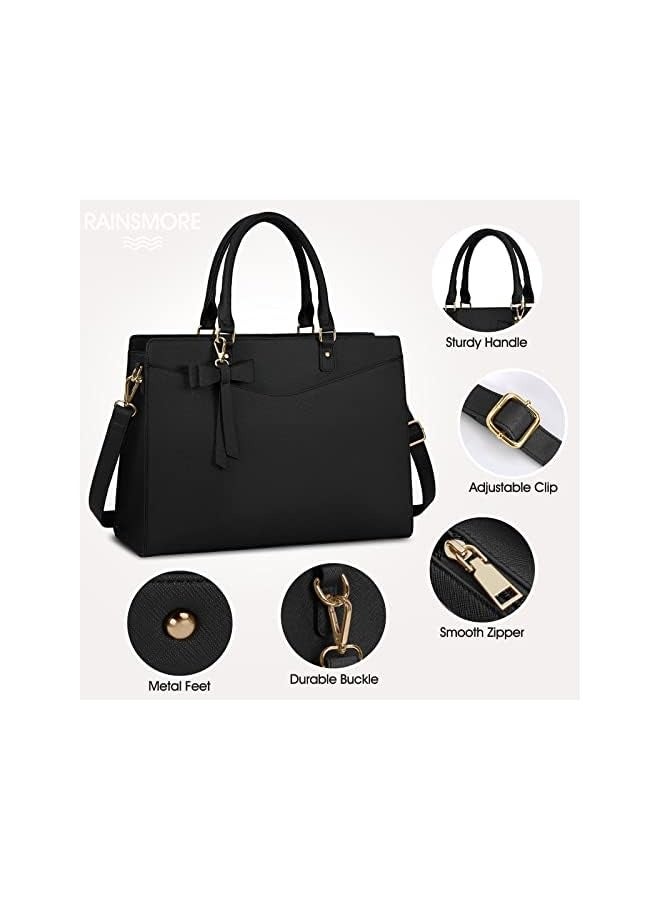 PROMASS Laptop Bag for Women 15.6 Inch Waterproof PU Leather Tote Bag Business Office Work Bag Briefcase Computer Tote Bag  - Image 3