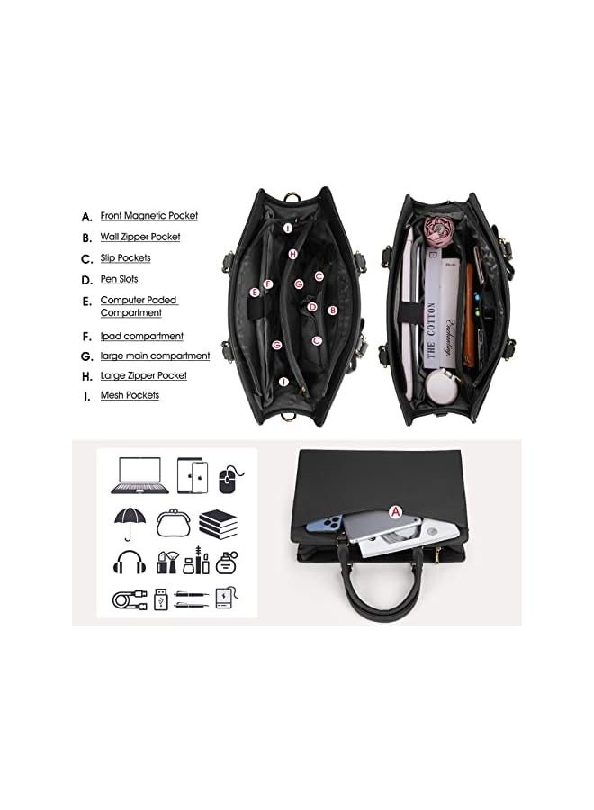 PROMASS Laptop Bag for Women 15.6 Inch Waterproof PU Leather Tote Bag Business Office Work Bag Briefcase Computer Tote Bag  - Image 4