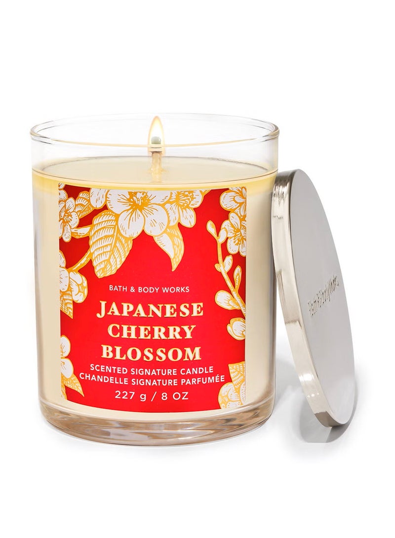 Bath & Body Works زهرة الكرز اليابانية شمعة ذات فتيلة واحدة - Image 1