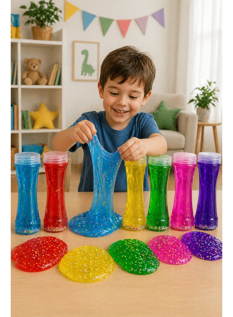 STORE 7 Colorful Glitter Clear Slime for Kids – Non-Stick, Stretchy Play Dough (Slime Clay/Slime Dough/Crystal Slime/Jelly Slime) with Butterfly and Flowers – Starry Slime for Sensory Play and Creative Development – ​​6 Pieces - Image 2