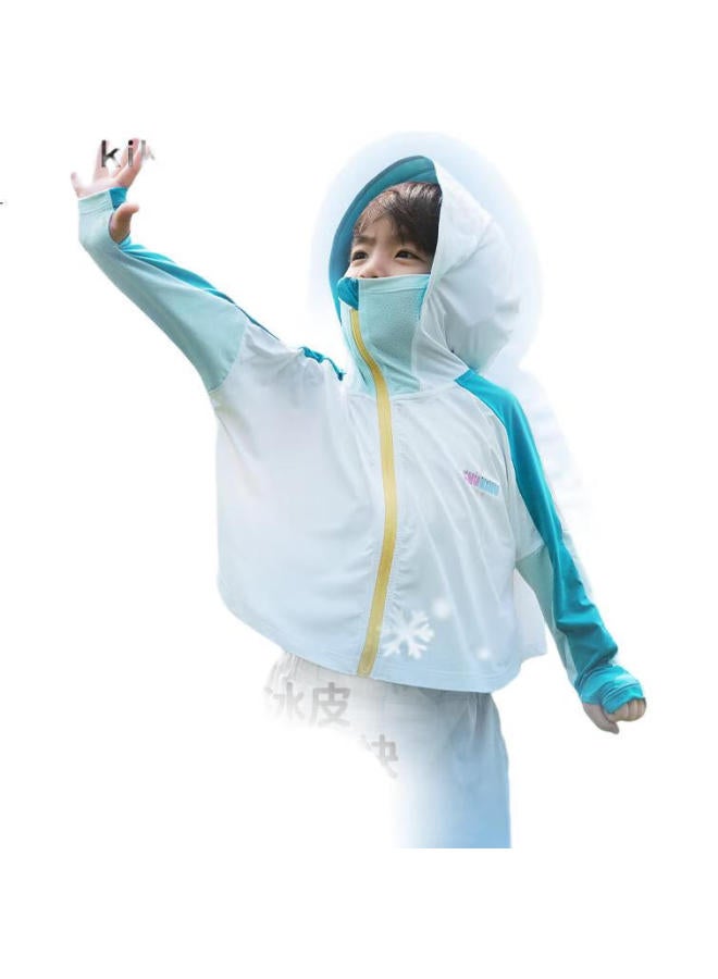 Shukiku Children'S Sun Protection Clothing, Uv-Resistant, Original Yarn, Ice-Cool And Breathable, For Boys And Girls, Sun Protection Garment, Green, 110/52(S) - Image 2